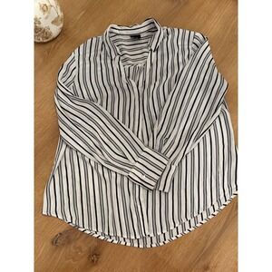Worthington Women's Blouse XL Black and White stripe